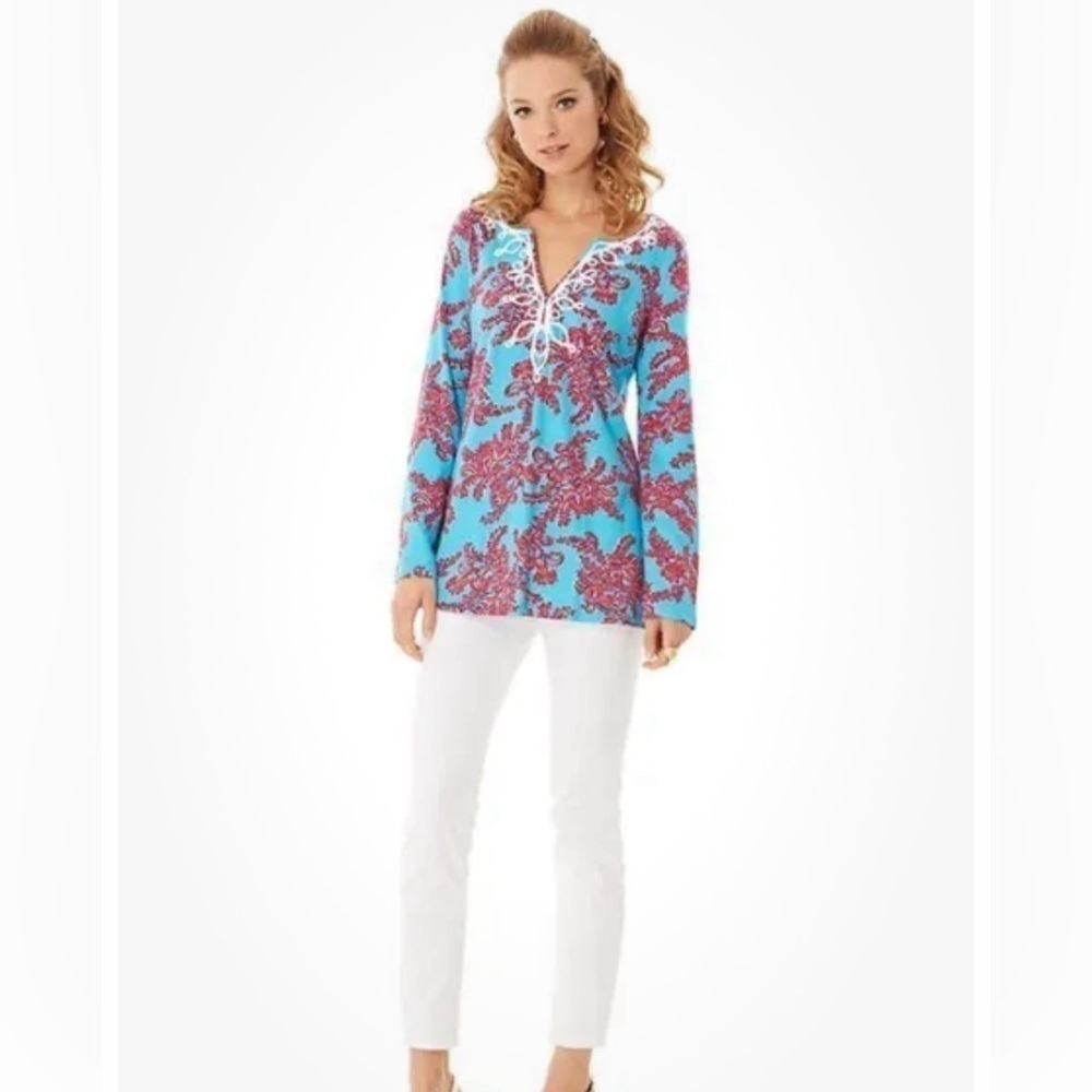 Lilly Pulitzer Westley Tunic Searulean Blue Rhode Island Reef Top women’s XS